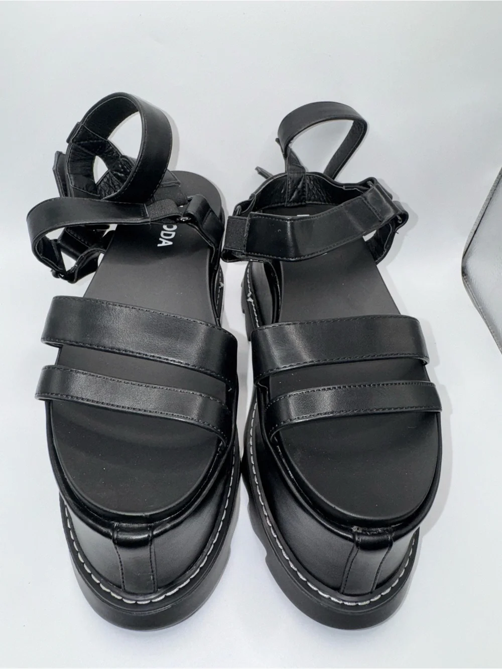 Platform Lug Sandals in Black - Chunky Strap Women’s Platforms